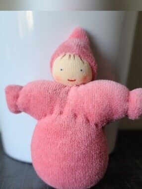 NWOT Grimm's Wooden Toys Small Pink Waldorf Doll